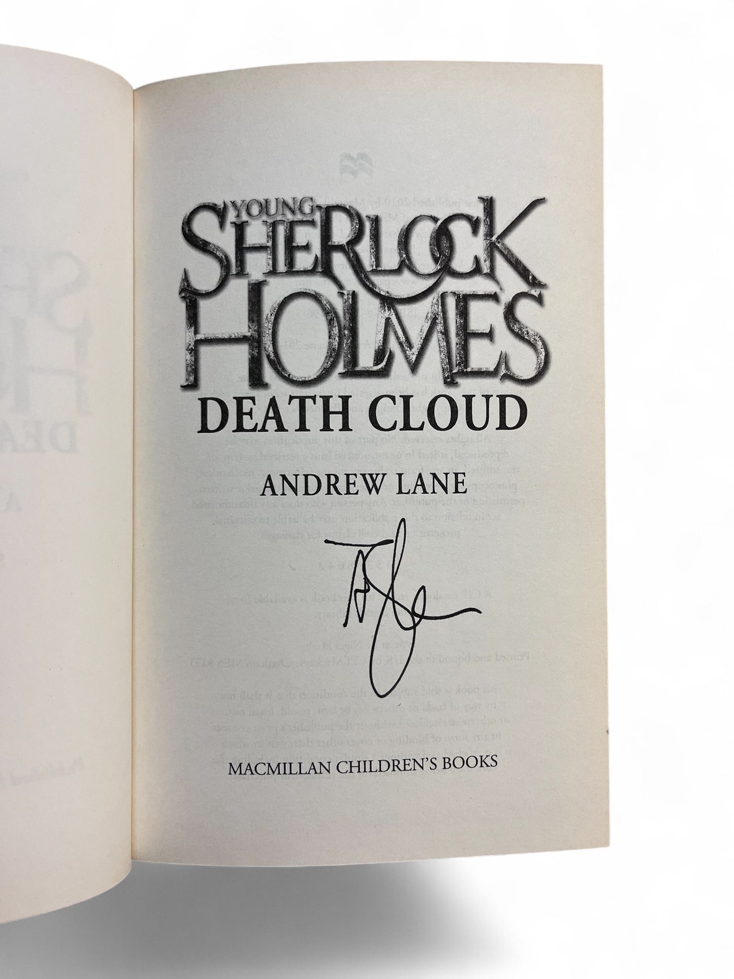 SIGNED 1st Edition Young Sherlock Holmes; Death Cloud, Andrew Lane