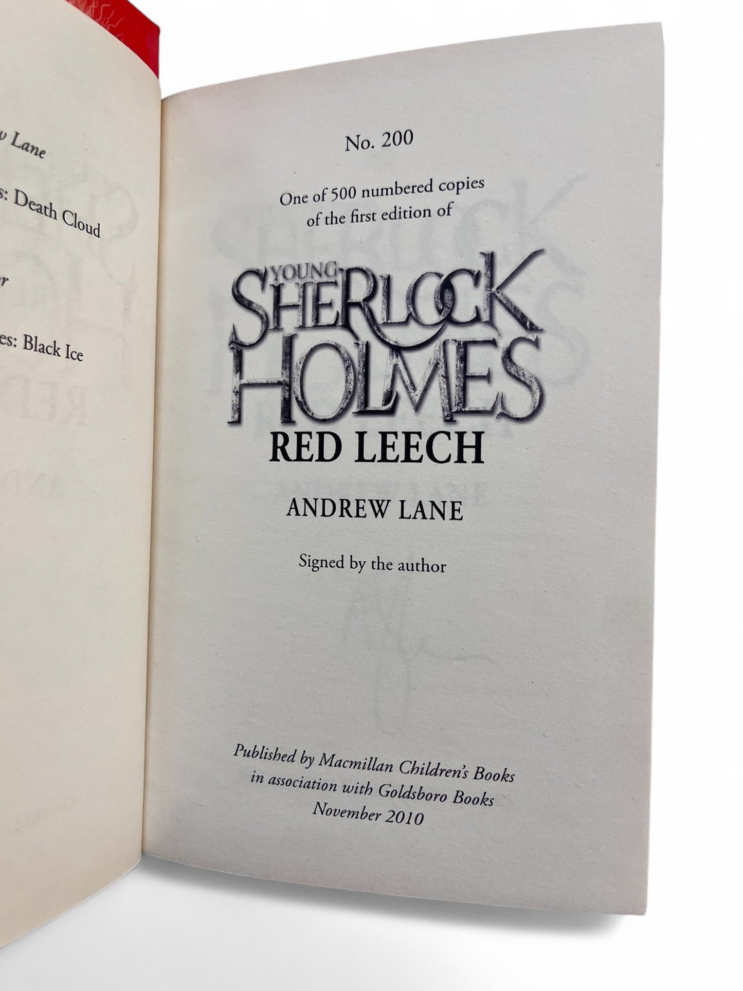 SIGNED 1st Edition Young Sherlock Holmes; Red Leech, Andrew Lane